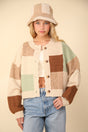 VERY J Color Block Button Down Textured Sweater Cardigan | Hanalas