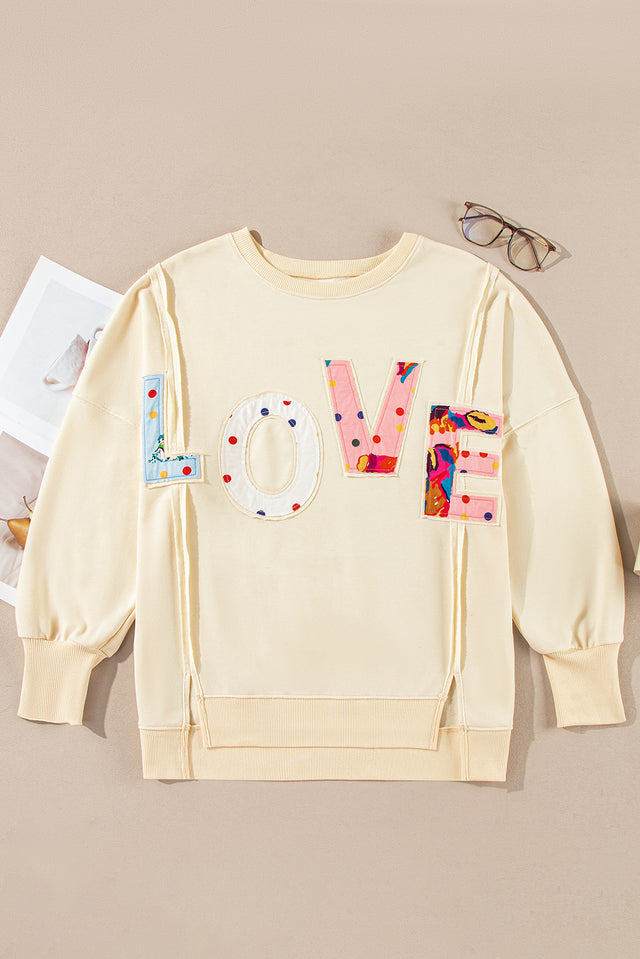 LOVE Patch Round Neck Sweater | Hanalas