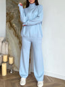 Turtleneck Long Sleeve Top and Drawstring Pants Sweater Set | Hanalas