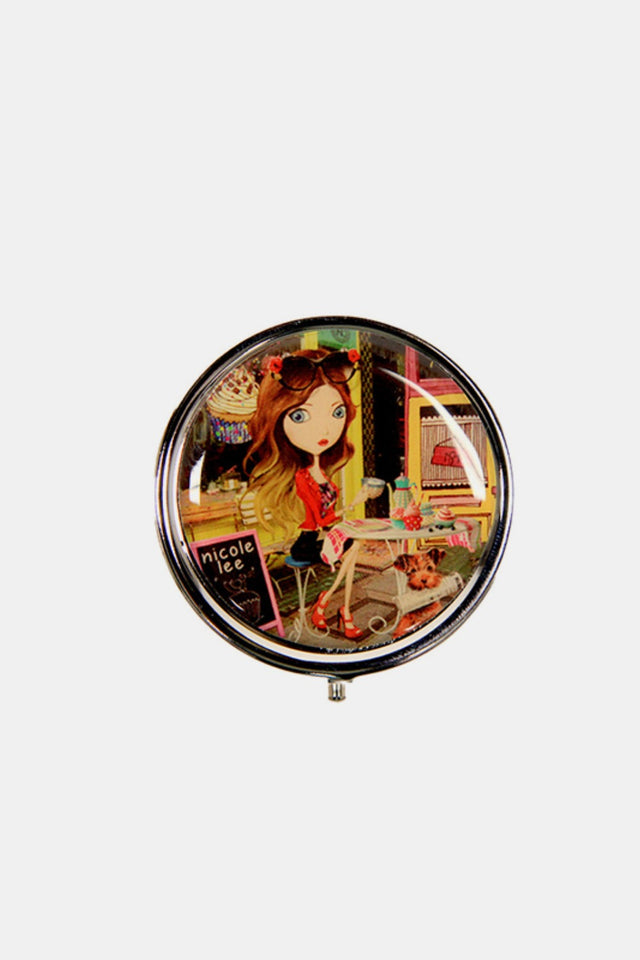 Nicole Lee USA Print Metallic Circular Large Pill Case | Hanalas