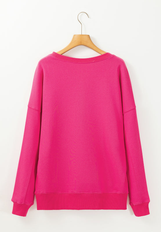 Solid Color Round Neck Long Sleeve Sweatshirt | Hanalas