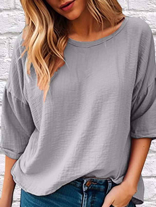 Full Size Round Neck Half Sleeve T-Shirt Plus Size | Hanalas