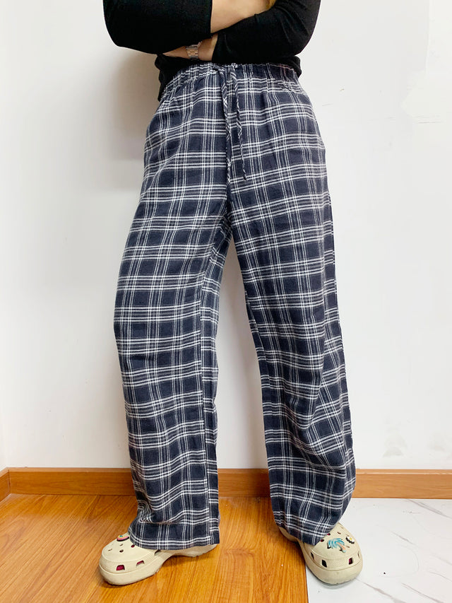 Plaid Drawstring Wide Leg Pants | Hanalas