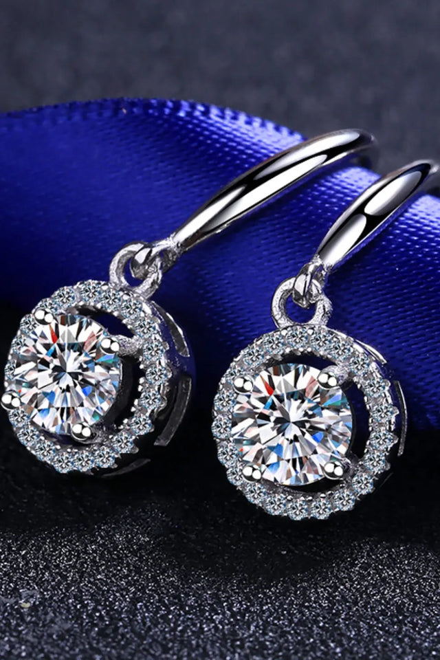 1 Carat Moissanite 925 Sterling Silver Drop Earrings | Hanalas