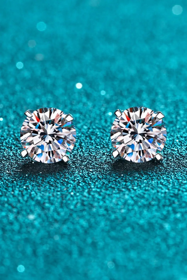 1 Carat Moissanite 925 Sterling Silver Stud Earrings | Hanalas