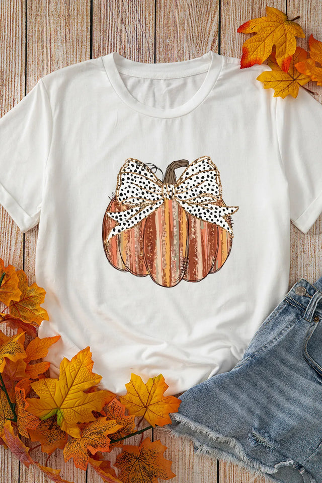 Full Size Pumpkin Round Neck Short Sleeve T-Shirt Trendsi Hanalas