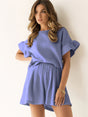 Ruffled Round Neck Top and Shorts Set | Hanalas