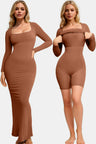 Basic Bae Built-In Shapewear Square Neck Long Sleeve Maxi Dress Trendsi Hanalas