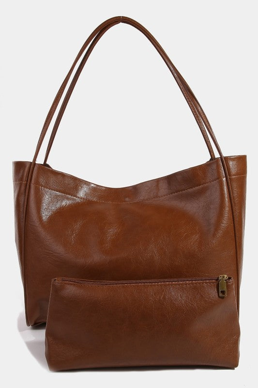 Fame Faux Leather Tote Bag | Hanalas