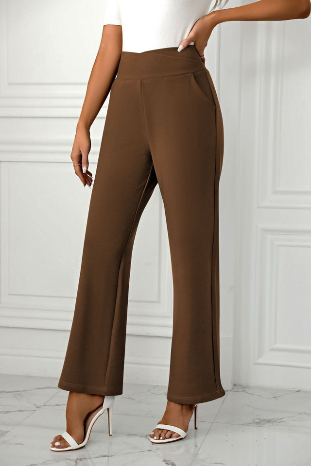 High Waist Straight Leg Pants | Hanalas