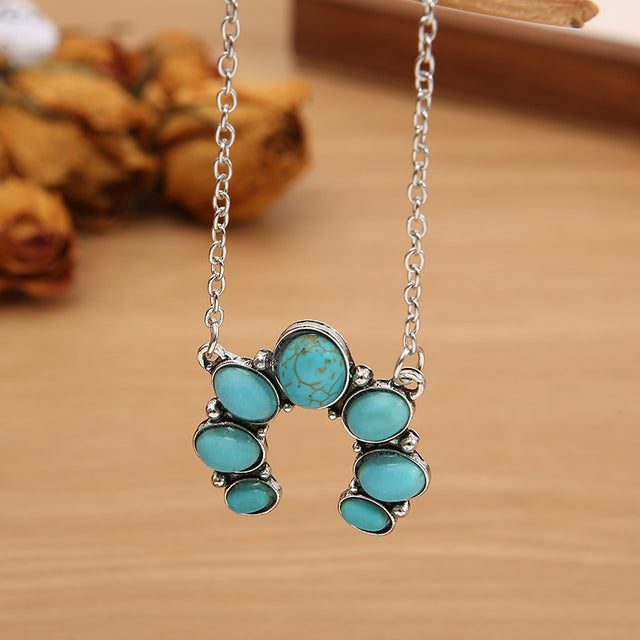 Artificial Turquoise Alloy Pendant Necklace | Hanalas