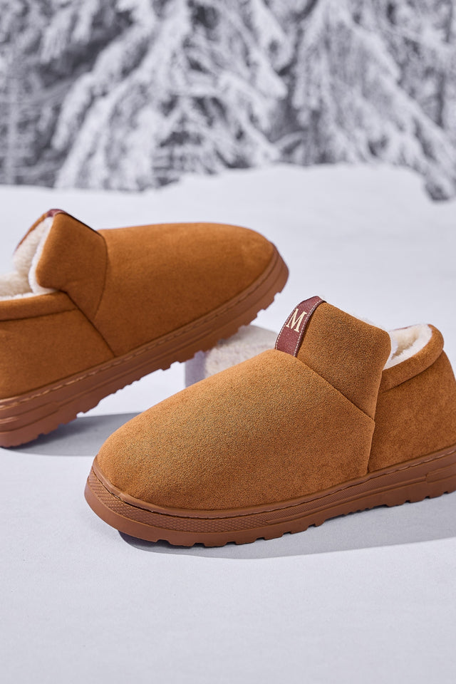 Letter M Suede Round Toe Slippers | Hanalas