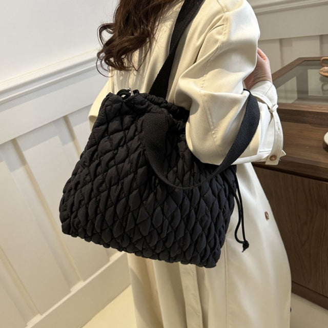 Drawstring Bubble Texture Tote Bag Trendsi Hanalas