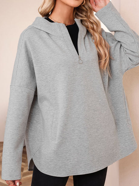 Quarter Zip Long Sleeve Hoodie | Hanalas