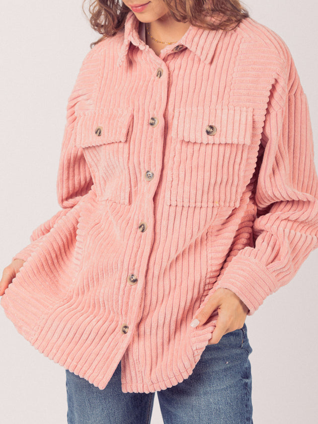 Button Up Long Sleeve Corduroy Jacket