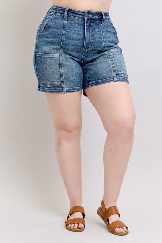 Judy Blue Full Size High Rise Denim Shorts Plus Size | Hanalas