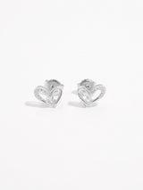 925 Sterling Silver Inlaid Zircon Heart Earrings