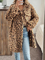 Leopard Button Up Long Sleeve Fuzzy Coat | Hanalas