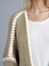 Double Take Contrast Open Front Dropped Shoulder Cardigan