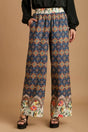 Umgee Full Size Mixed Print Elastic Waistband Pants Plus Size | Hanalas