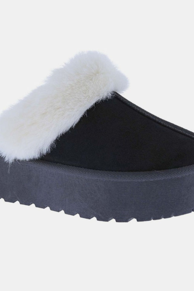 Weeboo Thick Bottom Fur Trim Snow Slippers Trendsi Hanalas