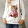 Cat Round Neck Long Sleeve Sweatshirt | Hanalas