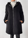 Zip Up Long Sleeve Sherpa Hooded Coat | Hanalas