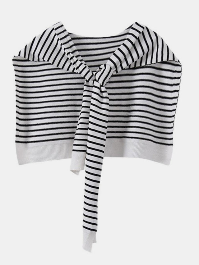 Striped Contrast Knit Wrap | Hanalas