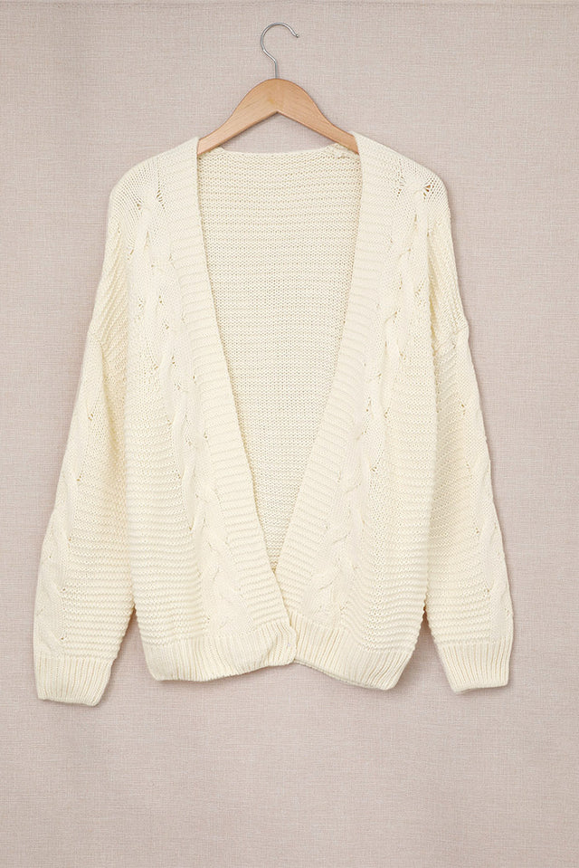 Cable-Knit Open Front Cardigan | Hanalas