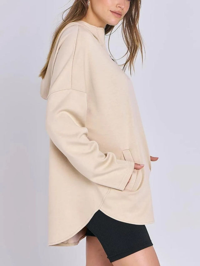 Quarter Zip Long Sleeve Hoodie | Hanalas