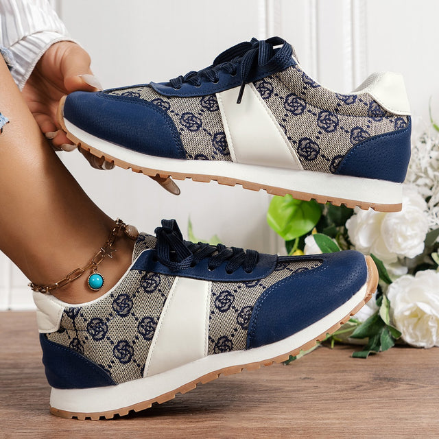 Floral Round Toe Flat Sneakers | Hanalas