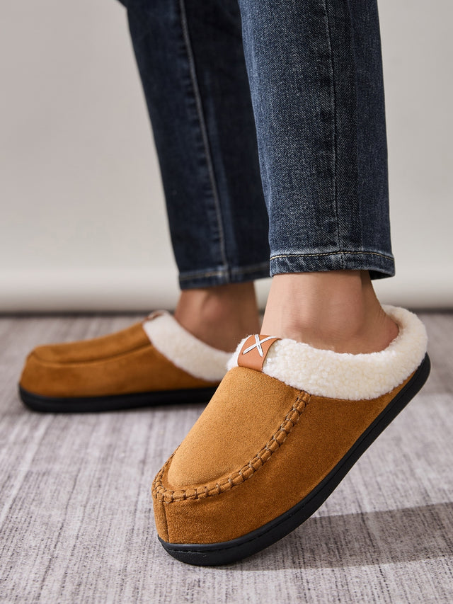 Contrast Round Toe Flat Slippers | Hanalas