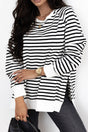 Side Slit Stripe Raglan Sleeve Sweatshirt | Hanalas