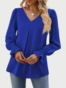 V-Neck Flounce Sleeve Top | Hanalas