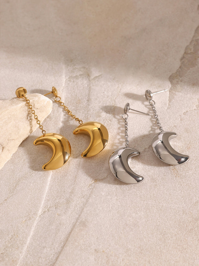 Stainless Steel Moon Dangle Earrings Trendsi Hanalas