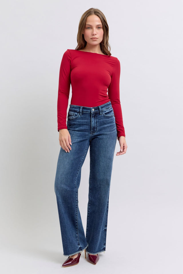 Judy Blue Full Size Raw Hem Mid Rise Jeans | Hanalas