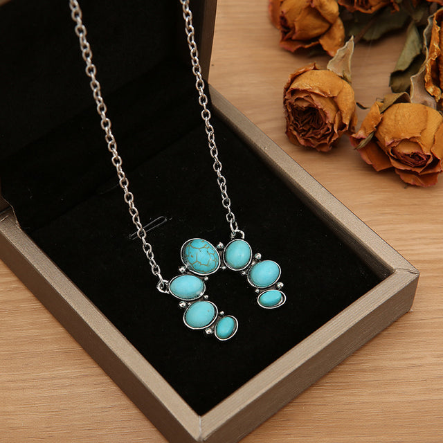 Artificial Turquoise Alloy Pendant Necklace | Hanalas