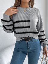 Striped Round Neck Long Sleeve Sweater