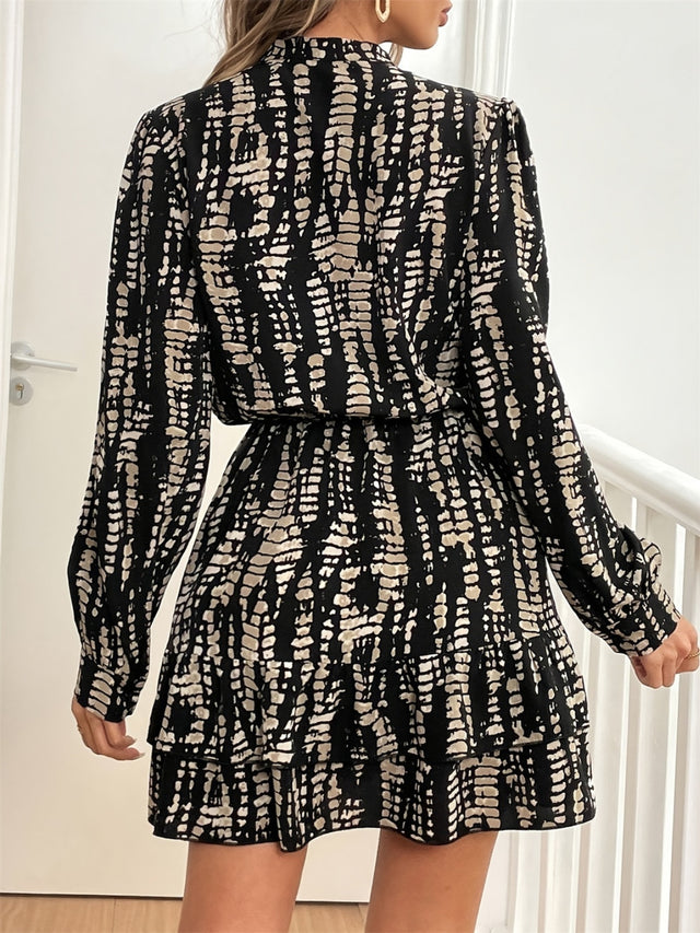 Printed Long Sleeve Mini Dress | Hanalas