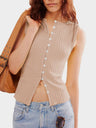 Button Down Round Neck Sweater Vest | Hanalas