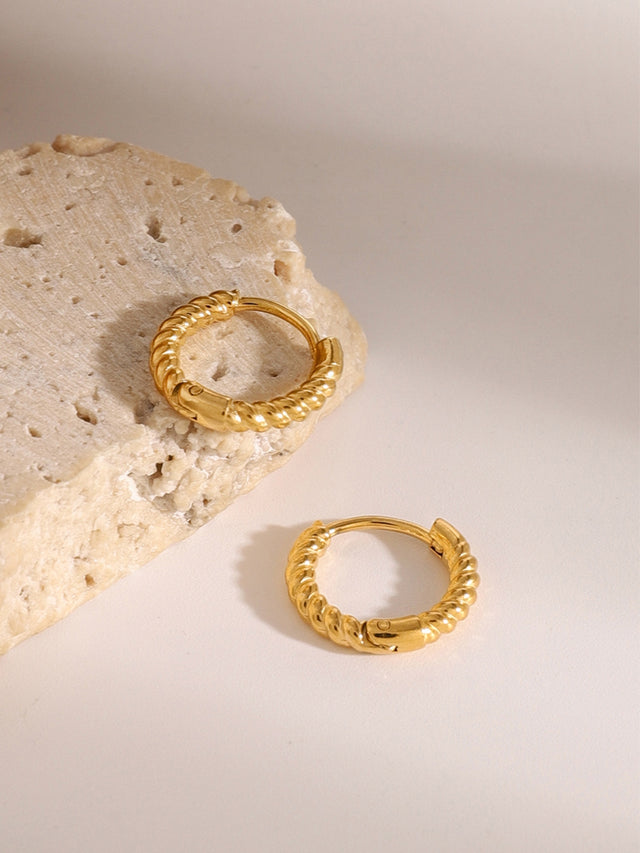 18K Gold-Plated Stainless Steel Huggie Earrings | Hanalas