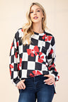 Celeste Full Size Checkered Bow Print Round Neck T-Shirt Trendsi Hanalas