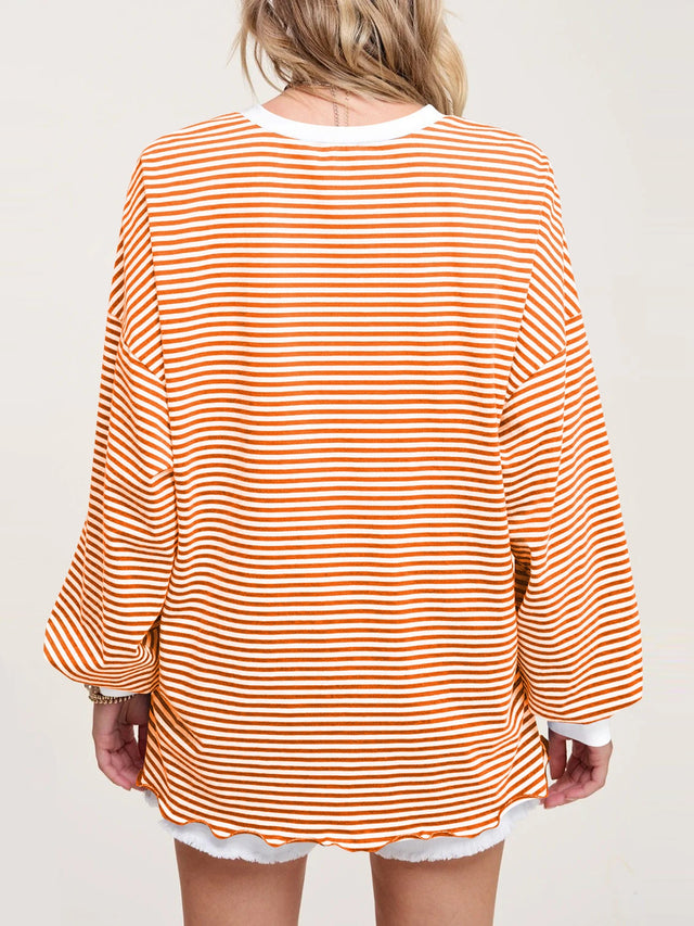 Contrast Striped Long Sleeve Sweatshirt | Hanalas