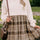 Plaid Round Neck Long Sleeve Mini Dress | Hanalas