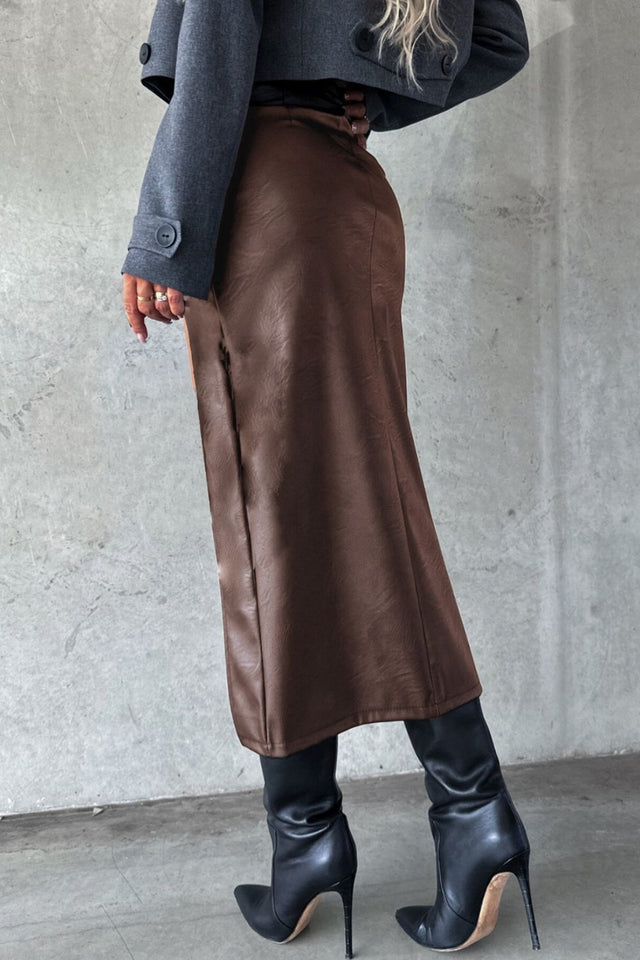 Slit Midi Skirt with Pockets | Hanalas