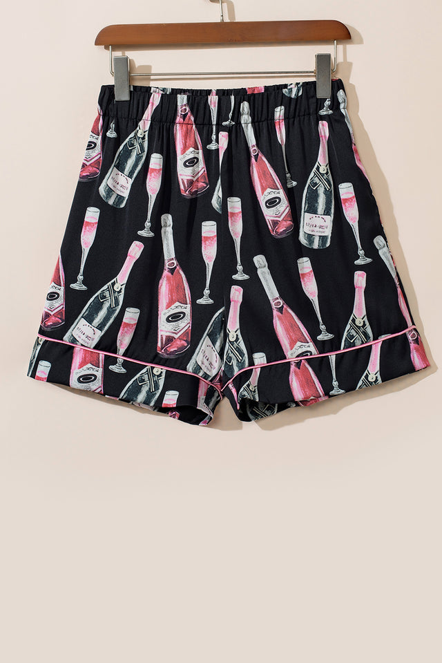 Champagne Print Short Sleeve Top and Shorts Set | Hanalas