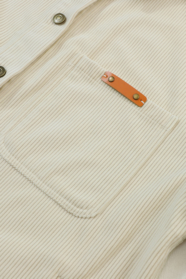 Corduroy Button Up Pocketed Shacket | Hanalas