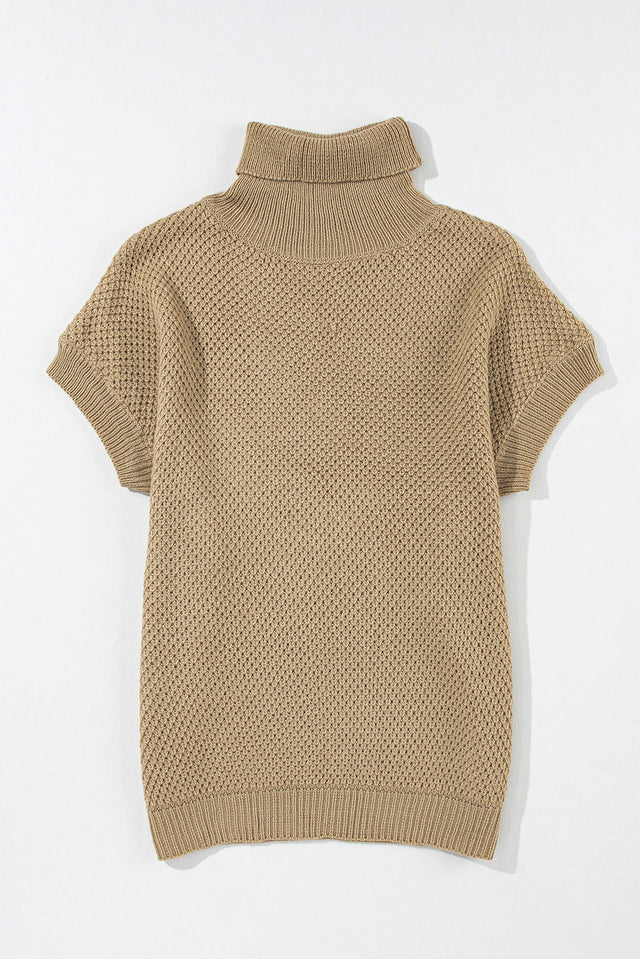 Solid Color Turtleneck Short Sleeve Sweater | Hanalas