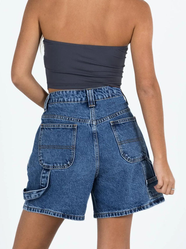 Washed High Rise Denim Shorts | Hanalas