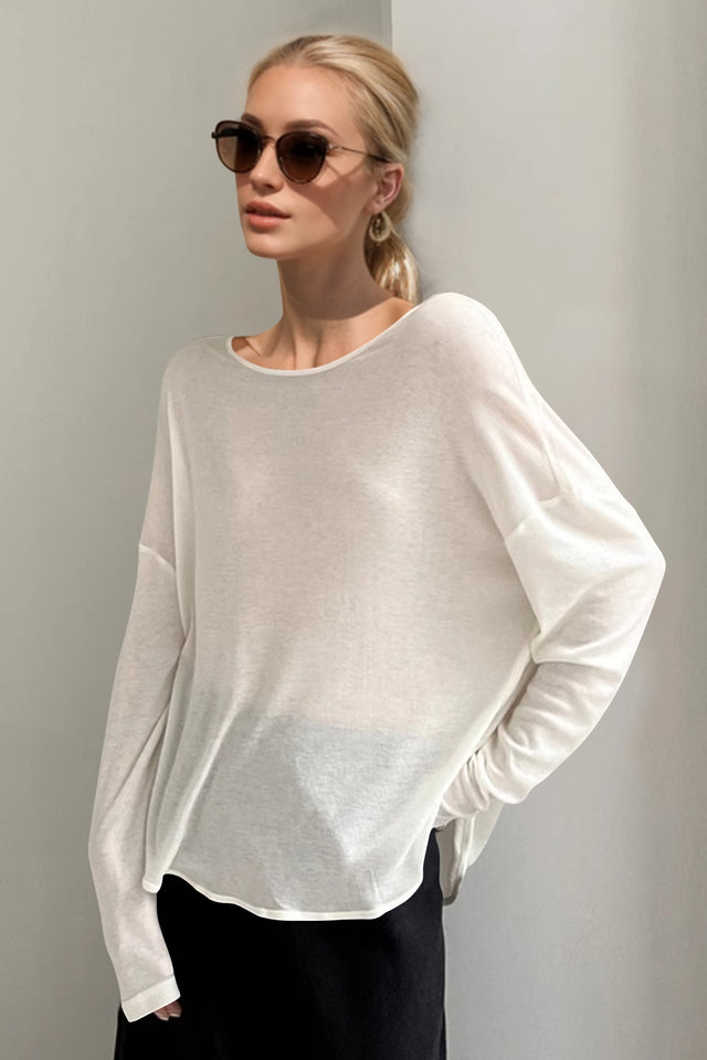 Basic Bae High-Low Long Sleeve T-Shirt Trendsi Hanalas